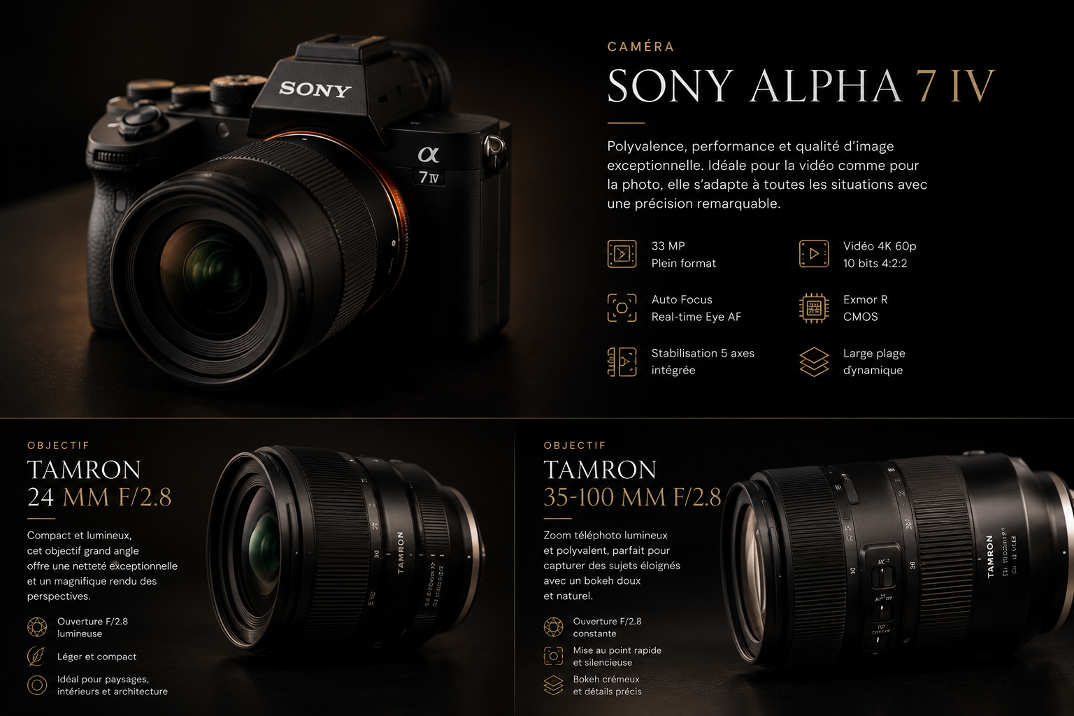 Sony A7 IV et objectifs Tamron